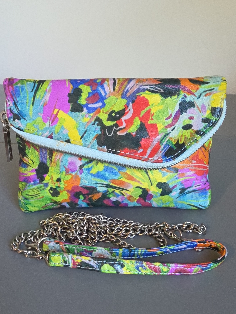 HOBO Leather Multicolor Floral Lauren Fold Over Crossbosy/Clutch